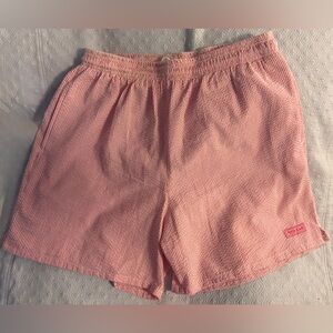 Men’s Peter Blair Pink and White Stripe Seersucker Swim Trunks Size L